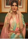 Woven Work Beige and Pink Contemporary Style Saree - 1