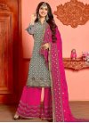 Grey and Rose Pink Designer Palazzo Salwar Suit - 1
