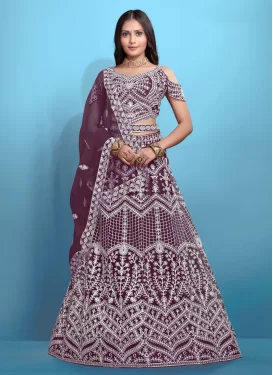 Embroidered Work Net Designer Lehenga Choli in Purple for Festival Embroidered Work Net Designer Lehenga Choli in Purple for Festival