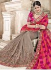 Banarasi Silk Beige and Rose Pink Half N Half Trendy Saree - 1