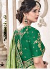 Green and Olive Banarasi Silk Designer Half N Half Saree For Bridal - 1