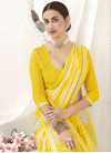 Off White and Yellow Faux Chiffon Designer Contemporary Style Saree - 2