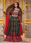Faux Georgette Bottle Green and Red Embroidered Work A Line Lehenga Choli - 3