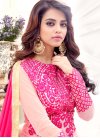 Rose Pink and White Embroidered Work Net Trendy Salwar Kameez - 1