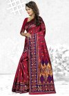 Banarasi Silk Blue and Crimson Thread Work Contemporary Style Saree - 2
