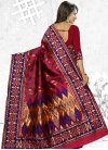 Banarasi Silk Blue and Crimson Thread Work Contemporary Style Saree - 1