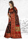 Black and Red Traditional Saree For Ceremonial - 2