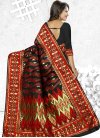 Black and Red Traditional Saree For Ceremonial - 1
