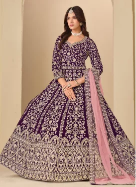 strapless open back dress Buy Purple Sharara Set With Zari Sequin Work main image 0