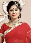 Cream and Red Half N Half Saree For Ceremonial - 1