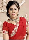 Cream and Red Half N Half Saree For Ceremonial - 2