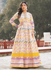 Dola Silk Off White and Yellow Readymade Long Length Gown - 2