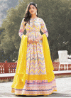 Dola Silk Off White and Yellow Readymade Long Length Gown - 1