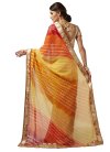 Lace Work Faux Georgette Mustard and Red Traditional Saree - 2
