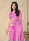 Lace Work Faux Chiffon Designer Contemporary Style Saree For Casual - 1