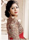 Exceptional Lace Work Beige and Red Half N Half Trendy Saree - 2