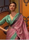 Pink and Sea Green Satin Silk Designer Contemporary Style Saree - 1