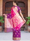 Banarasi Silk Thread Work Purple and Rose Pink Contemporary Style Saree - 2