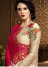 Beige and Rose Pink Embroidered Work Layered Designer Salwar Suit - 1