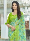 Faux Chiffon Digital Print Work Mint Green and Turquoise Designer Contemporary Saree - 1