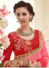 Blissful Embroidered Work Faux Chiffon Hot Pink and Peach Half N Half Trendy Saree - 1