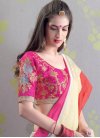 Off White and Rose Pink Embroidered Work Trendy Saree - 2