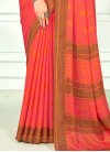 Brown and Hot Pink Faux Chiffon Traditional Designer Saree - 1
