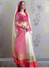Chanderi Cotton Embroidered Work Rose Pink and White Contemporary Style Saree - 1