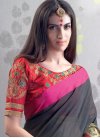 Black and Red Embroidered Work  Traditional Saree - 1