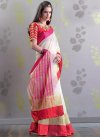 Red and White Embroidered Work Trendy Saree - 1