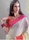 Red and White Embroidered Work Trendy Saree - 2