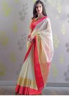 Red and White Contemporary Style Saree - 1