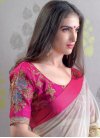 Embroidered Work Off White and Rose Pink Contemporary Saree - 2