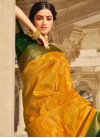 Woven Work Green and Mustard Designer Traditional Saree - 1