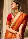 Cotton Silk Cream and Red Woven Work Trendy Classic Saree - 1