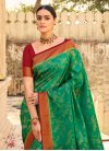 Green and Maroon Cotton Silk Traditional Designer Saree - 1