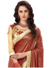 Faux Georgette Brown and Red Embroidered Work Half N Half Trendy Saree - 1