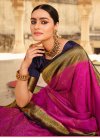 Navy Blue and Rose Pink Woven Work Designer Contemporary Style Saree - 2