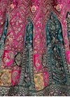 Velvet Bottle Green and Rose Pink Embroidered Work Designer Classic Lehenga Choli - 2