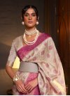 Woven Work Beige and Rose Pink Trendy Classic Saree - 1