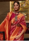 Handloom Silk Orange and Red Woven Work Designer Contemporary Style Saree - 2