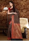 Black and Red Thread Work Contemporary Style Saree - 1
