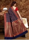 Thread Work Navy Blue and Red Contemporary Saree - 2