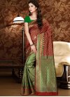 Green and Maroon Patola Silk Designer Half N Half Saree - 1