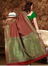 Green and Maroon Patola Silk Designer Half N Half Saree - 2