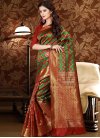 Thread Work Green and Red Trendy Saree - 1