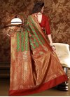 Thread Work Green and Red Trendy Saree - 2