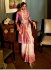 Beige and Violet Linen Contemporary Style Saree For Ceremonial - 2