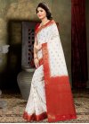 Red and White Thread Work Classic Saree - 1