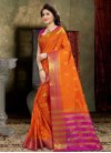 Banarasi Silk Thread Work Fuchsia and Orange Trendy Saree - 1